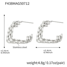 316L Stainless Steel 18K Gold Plated Two-Tone Three-Layer Geometric Earrings - Image 1