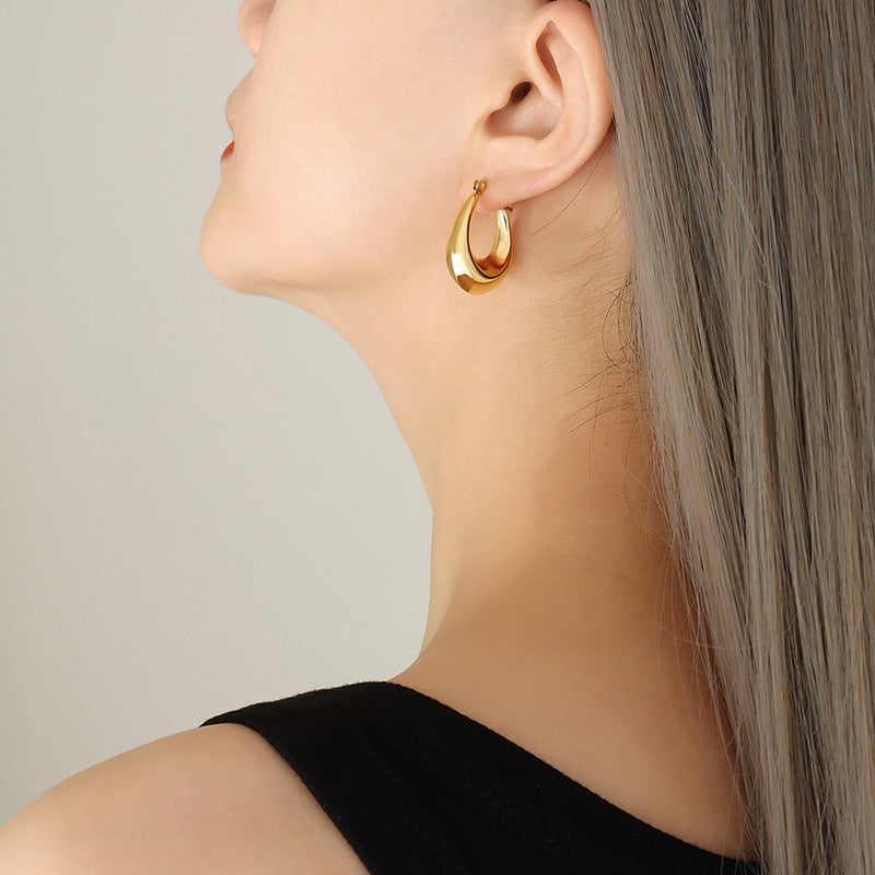316L Stainless Steel 18K Gold Plated U-Shaped Tarnish-Free Statement Earrings - Image 1