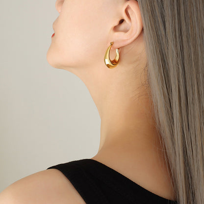 316L Stainless Steel 18K Gold Plated U-Shaped Tarnish-Free Statement Earrings - Image 1