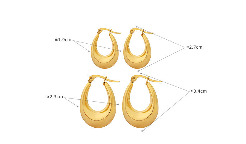 316L Stainless Steel 18K Gold Plated U-Shaped Tarnish-Free Statement Earrings - Image 3