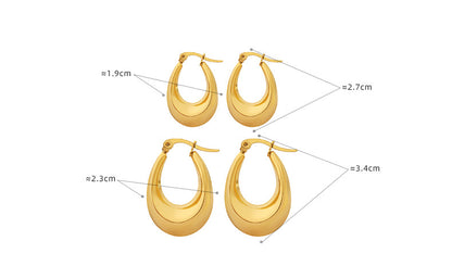 316L Stainless Steel 18K Gold Plated U-Shaped Tarnish-Free Statement Earrings - Image 3