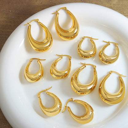 316L Stainless Steel 18K Gold Plated U-Shaped Tarnish-Free Statement Earrings - Image 4