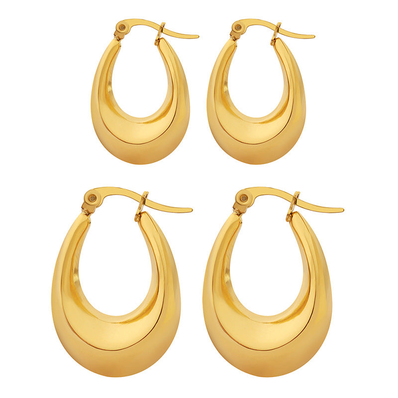 316L Stainless Steel 18K Gold Plated U-Shaped Tarnish-Free Statement Earrings - Image 5