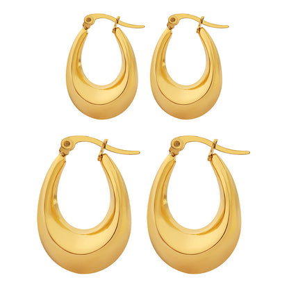 316L Stainless Steel 18K Gold Plated U-Shaped Tarnish-Free Statement Earrings - Image 5