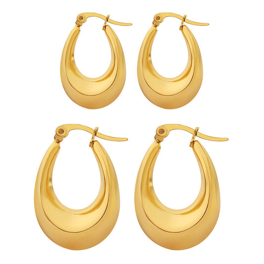 316L Stainless Steel 18K Gold Plated U-Shaped Tarnish-Free Statement Earrings - Image 5