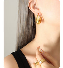 316L Stainless Steel 18K Gold Plated U-Shaped Tarnish-Free Statement Earrings - Image 7