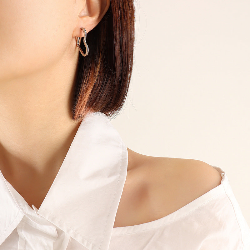 316L Stainless Steel 18K Gold Plated Versatile Geometric & Heart Drop Earrings - Image 1