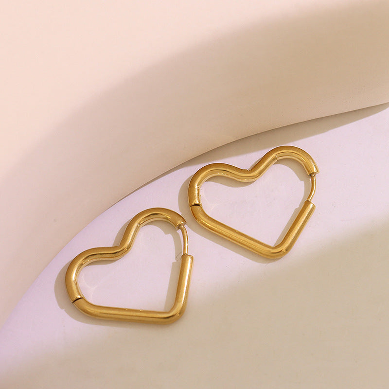 316L Stainless Steel 18K Gold Plated Versatile Geometric & Heart Drop Earrings - Image 12