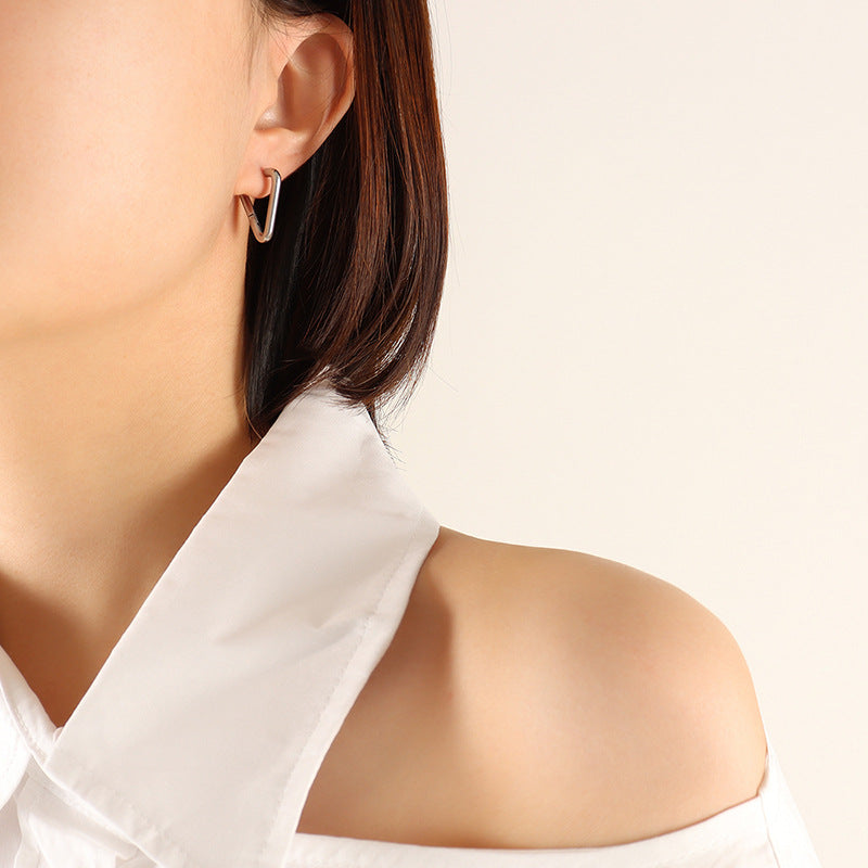 316L Stainless Steel 18K Gold Plated Versatile Geometric & Heart Drop Earrings - Image 4