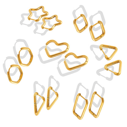 316L Stainless Steel 18K Gold Plated Versatile Geometric & Heart Drop Earrings - Image 8