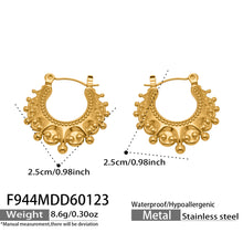 316L Stainless Steel 18K Gold Plated Vintage Crown Drop Earrings - Image 5