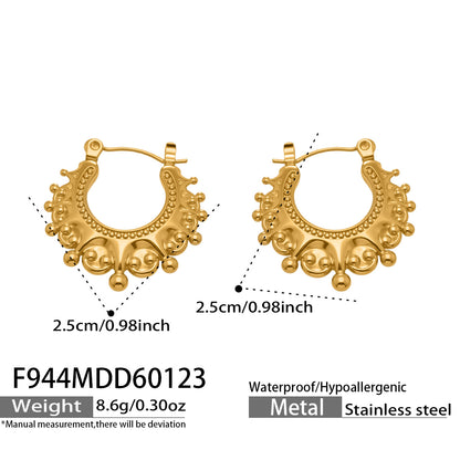 316L Stainless Steel 18K Gold Plated Vintage Crown Drop Earrings - Image 5