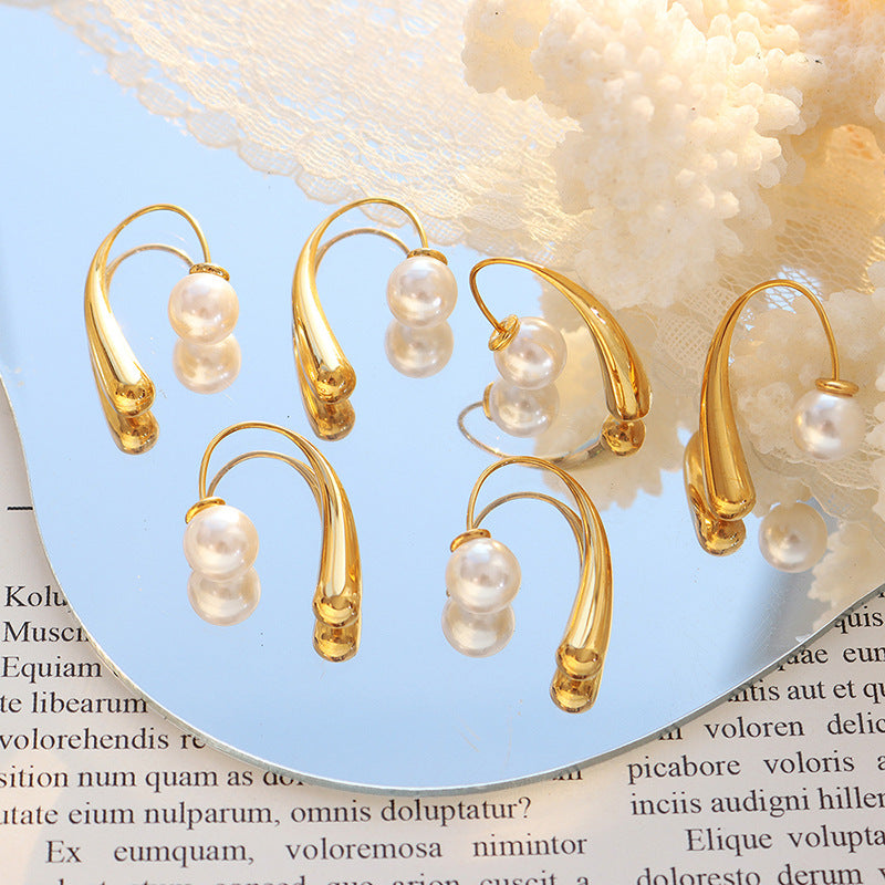 316L Stainless Steel 18K Gold Plated Vintage French Style Unique Drop Earrings - Image 1