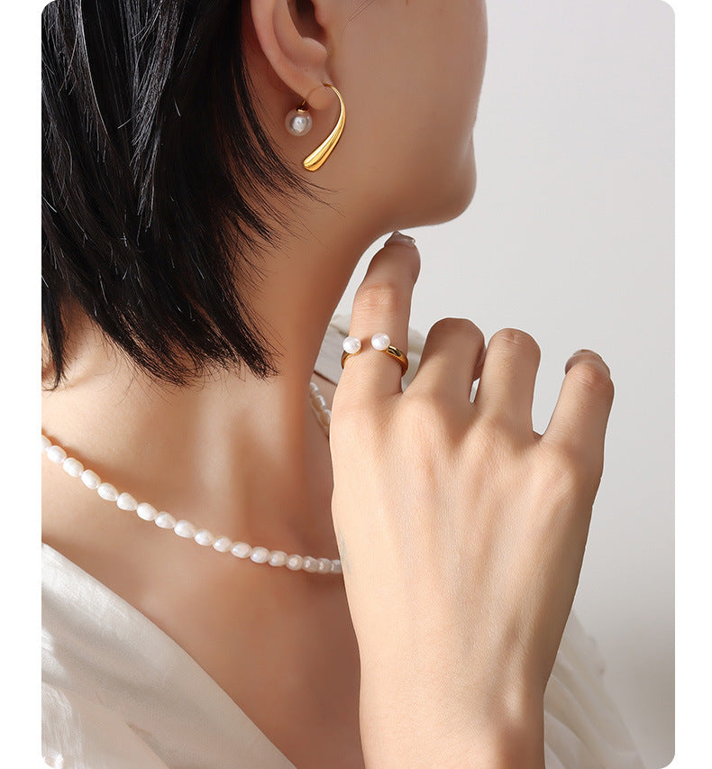 316L Stainless Steel 18K Gold Plated Vintage French Style Unique Drop Earrings - Image 8