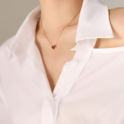 316L Stainless Steel 18K Gold Plated Vintage Love Heart Collarbone Necklace - Image 2