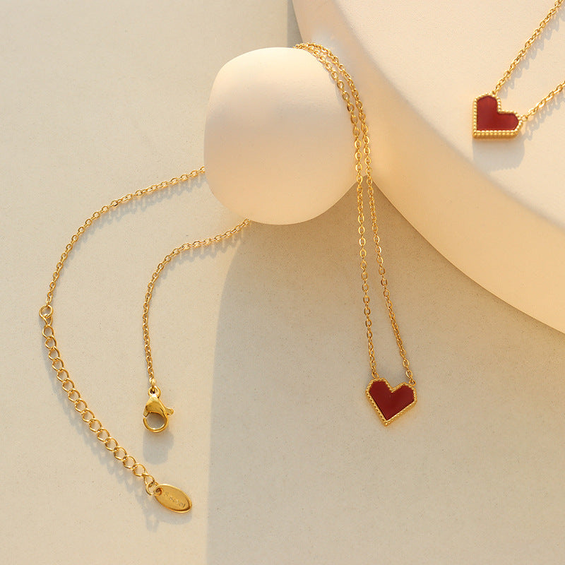 316L Stainless Steel 18K Gold Plated Vintage Love Heart Collarbone Necklace - Image 3