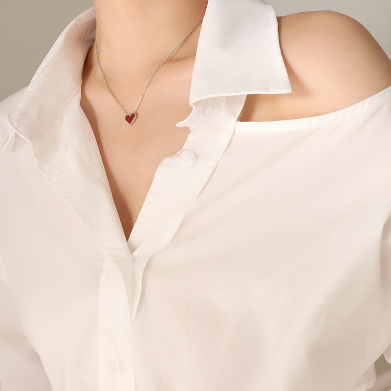 316L Stainless Steel 18K Gold Plated Vintage Love Heart Collarbone Necklace - Image 5