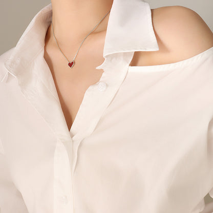 316L Stainless Steel 18K Gold Plated Vintage Love Heart Collarbone Necklace - Image 5