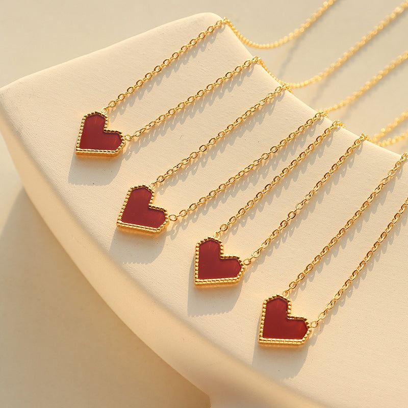 316L Stainless Steel 18K Gold Plated Vintage Love Heart Collarbone Necklace - Image 6