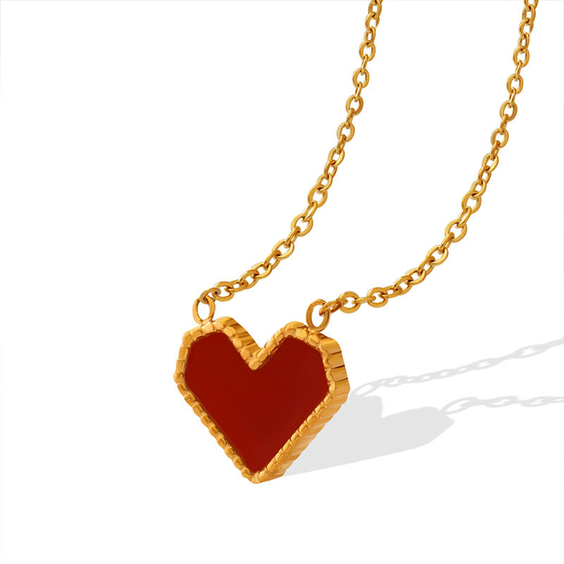 316L Stainless Steel 18K Gold Plated Vintage Love Heart Collarbone Necklace - Image 8