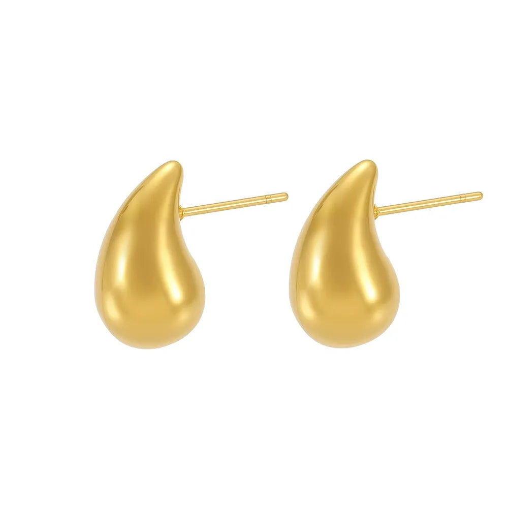 316L Stainless Steel 18K Gold Plated Waterdrop Hollow Stud Earrings - Image 5