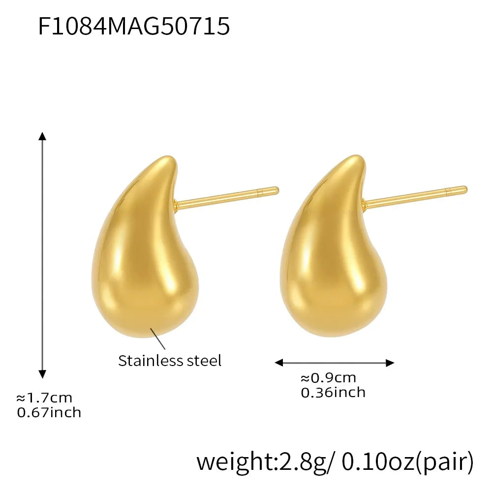 316L Stainless Steel 18K Gold Plated Waterdrop Hollow Stud Earrings - Image 6