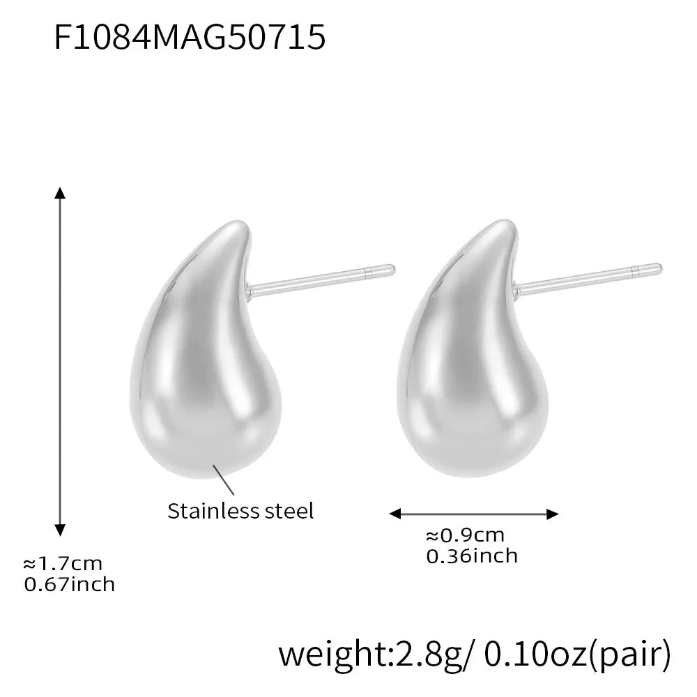 316L Stainless Steel 18K Gold Plated Waterdrop Hollow Stud Earrings - Image 7