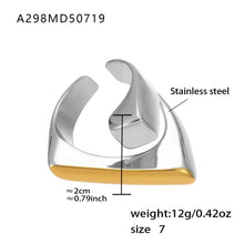 316L Stainless Steel 18K Gold Plated Wide Hollow Minimalist Open Ring - Image 13