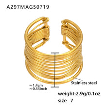 316L Stainless Steel 18K Gold Plated Wide Hollow Minimalist Open Ring - Image 14