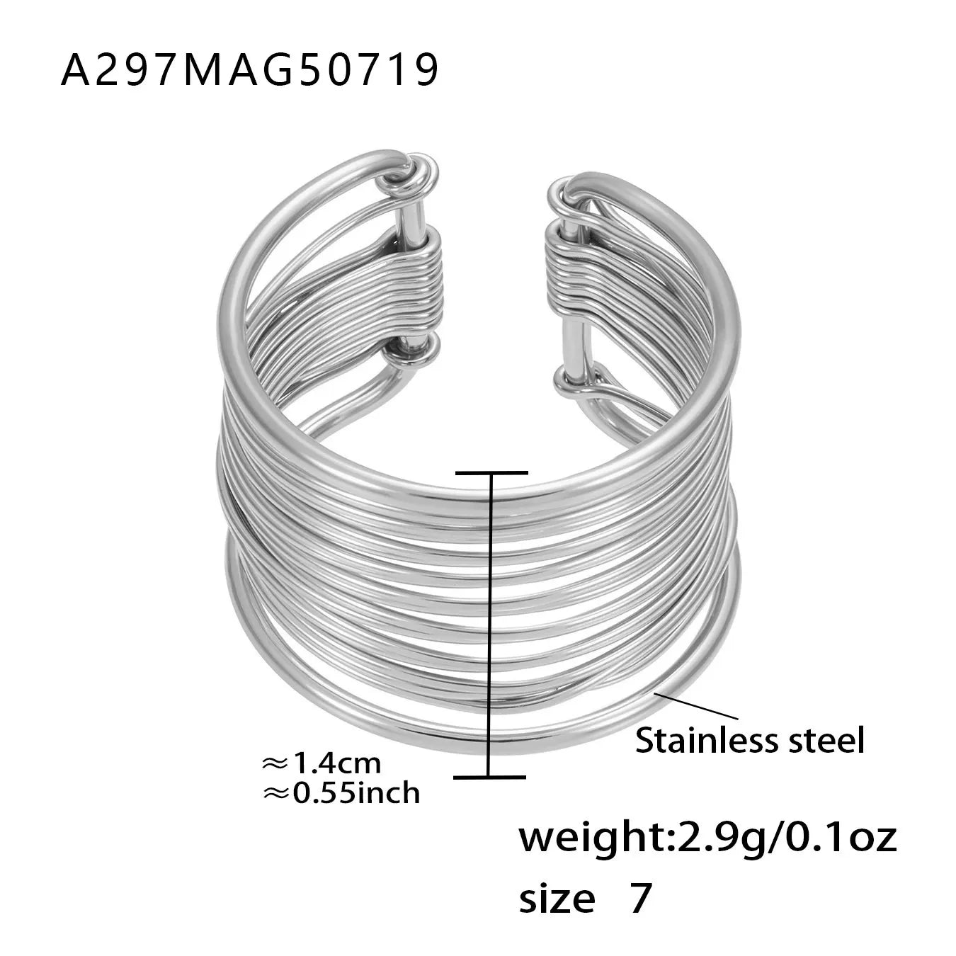 316L Stainless Steel 18K Gold Plated Wide Hollow Minimalist Open Ring - Image 15