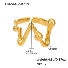 316L Stainless Steel 18K Gold Plated Wide Hollow Minimalist Open Ring - Image 16