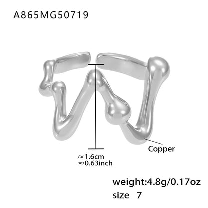 316L Stainless Steel 18K Gold Plated Wide Hollow Minimalist Open Ring - Image 17