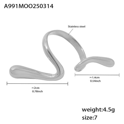 316L Stainless Steel 18K Gold Plated Wide Hollow Minimalist Open Ring - Image 4