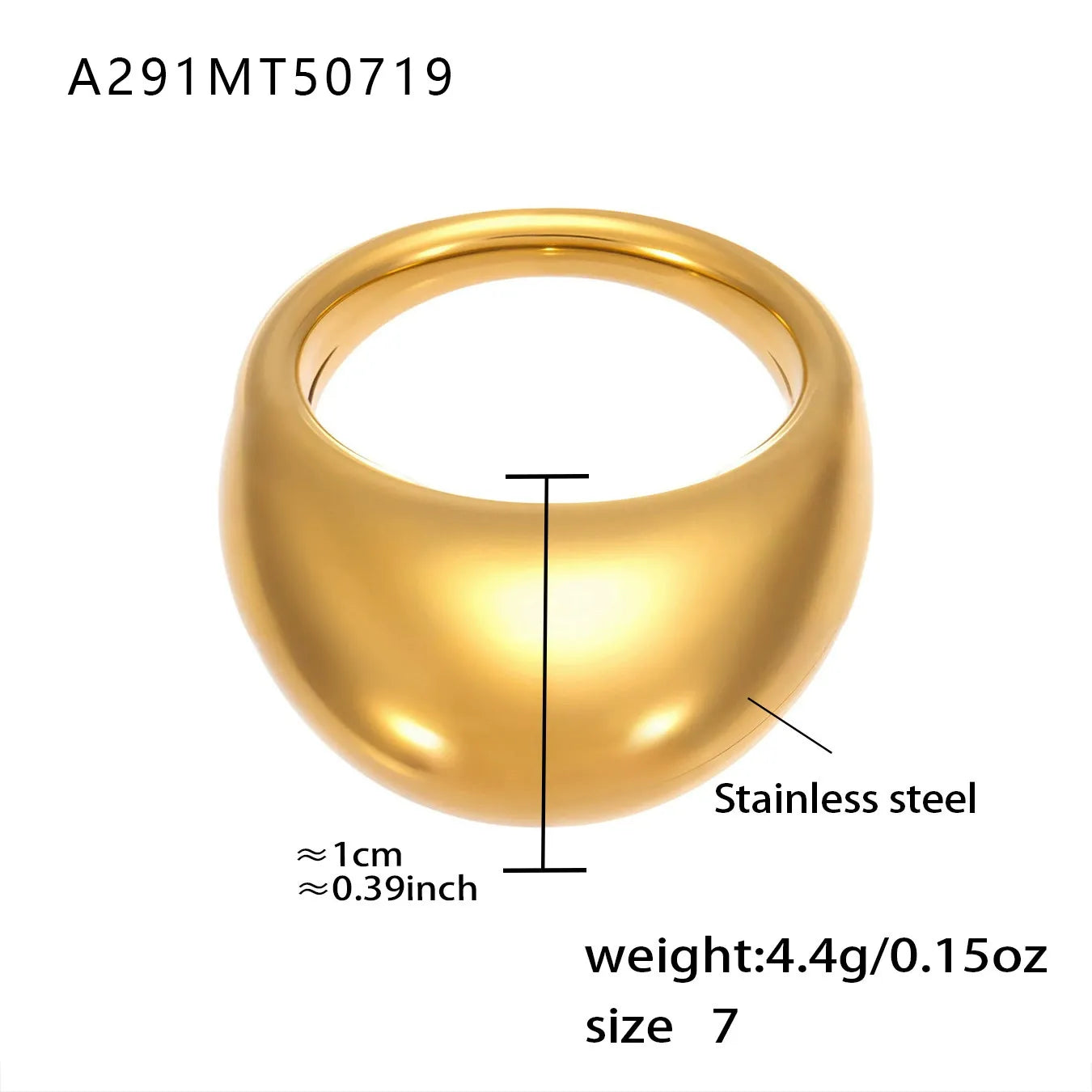 316L Stainless Steel 18K Gold Plated Wide Hollow Minimalist Open Ring - Image 6