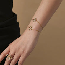 316L Stainless Steel 18K Gold Plated Zircon Four-Leaf Clover Tassel Necklace & Bracelet - Image 3