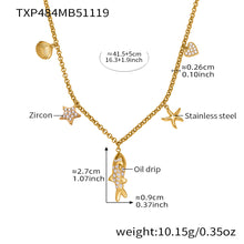 316L Stainless Steel 18K Gold Plated Zircon Koi Fish Star Heart Necklace & Bracelet Set - Image 4