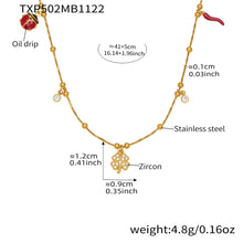 316L Stainless Steel 18K Gold Plated Zircon Lucky Clover Snake Chain Jewelry - Image 1