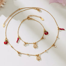 316L Stainless Steel 18K Gold Plated Zircon Lucky Clover Snake Chain Jewelry - Image 5