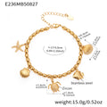 Gold Starfish & Turtle Zircon Charms / 17+5cm