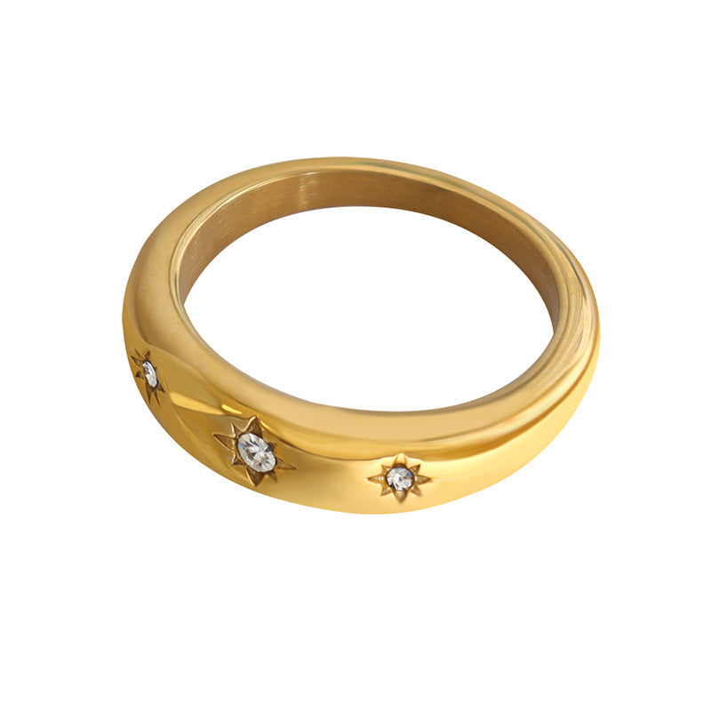 316L Stainless Steel 18K Gold Plated Zircon Minimalist Ring - Image 1