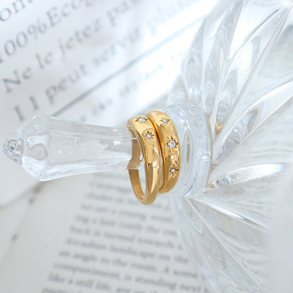 316L Stainless Steel 18K Gold Plated Zircon Minimalist Ring - Image 3