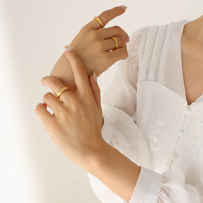 316L Stainless Steel 18K Gold Plated Zircon Minimalist Ring - Image 6