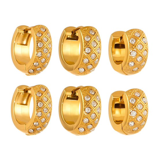 316L Stainless Steel 18K Gold Plated Zircon Rhombus Hoop Earrings - Image 11
