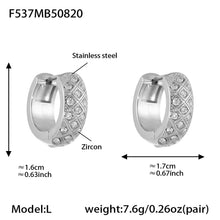 316L Stainless Steel 18K Gold Plated Zircon Rhombus Hoop Earrings - Image 2