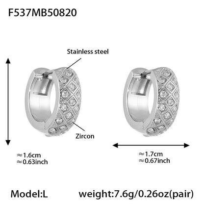 316L Stainless Steel 18K Gold Plated Zircon Rhombus Hoop Earrings - Image 2