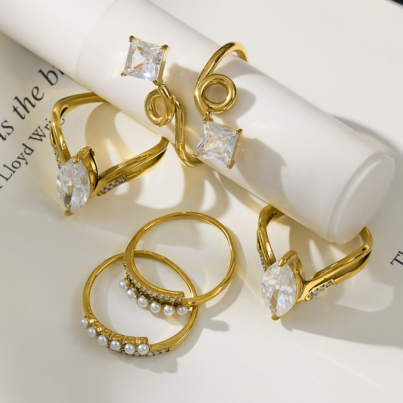 316L Stainless Steel 18K Gold Plated Zirconia Inlaid Exquisite Ring -  Sensitive Skin Friendly - Detail 12
