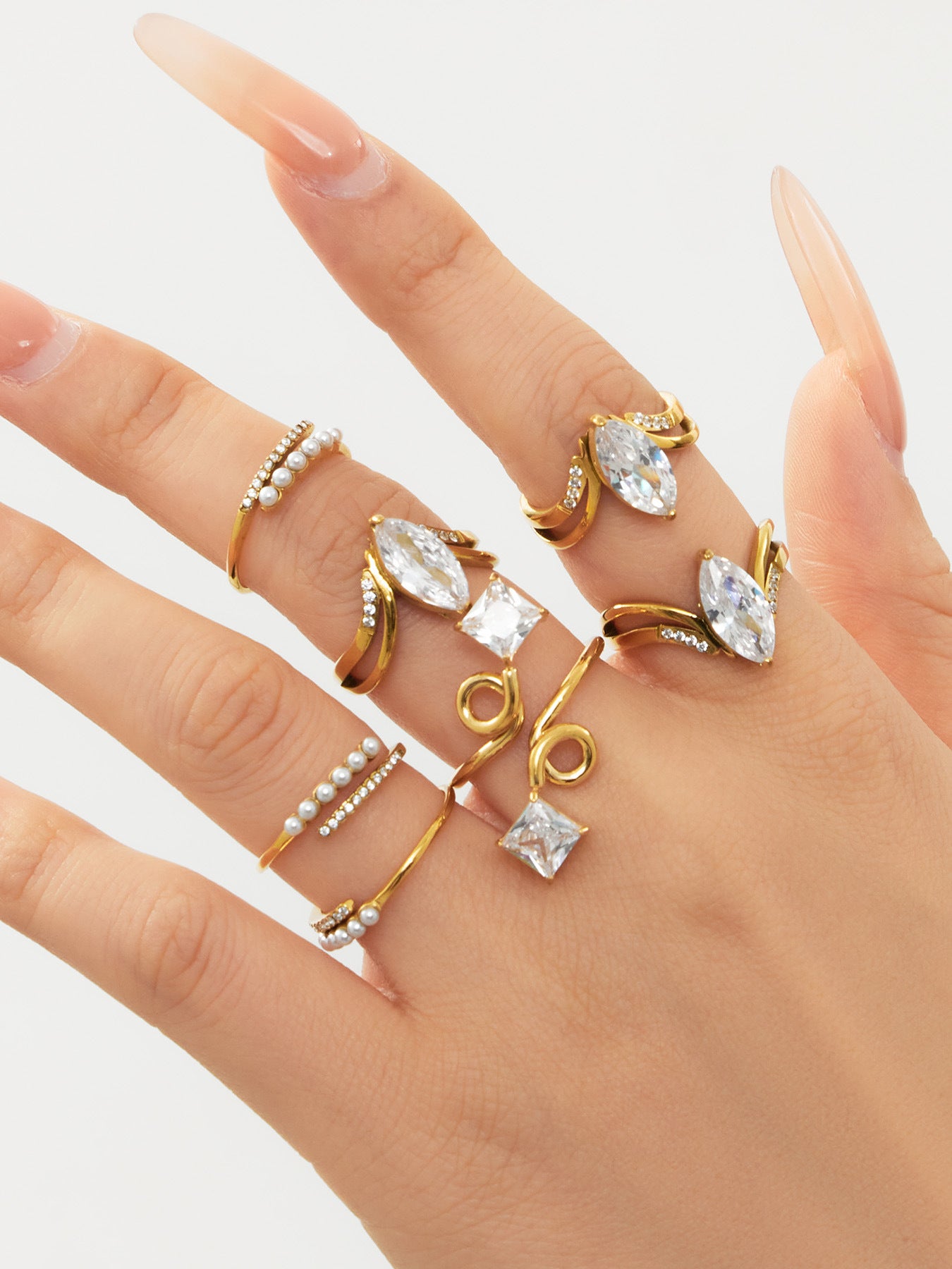 316L Stainless Steel 18K Gold Plated Zirconia Inlaid Exquisite Ring -  Sensitive Skin Friendly - Detail 13