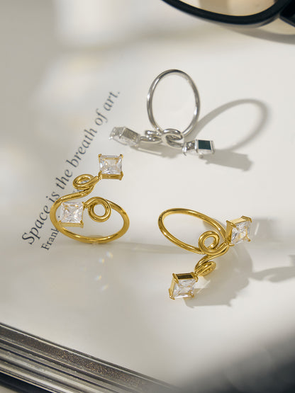 316L Stainless Steel 18K Gold Plated Zirconia Inlaid Exquisite Ring -  Sensitive Skin Friendly - Detail 14