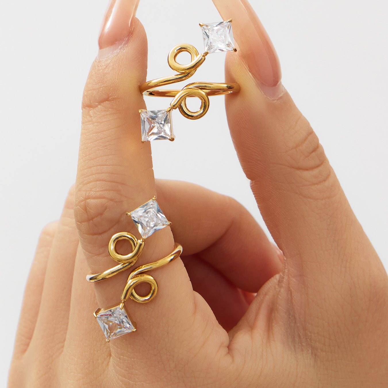 316L Stainless Steel 18K Gold Plated Zirconia Inlaid Exquisite Ring -  Sensitive Skin Friendly - Detail 17