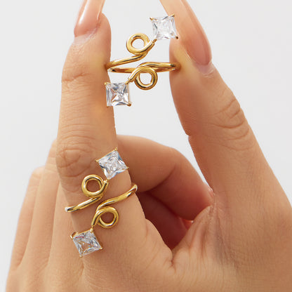 316L Stainless Steel 18K Gold Plated Zirconia Inlaid Exquisite Ring -  Sensitive Skin Friendly - Detail 17